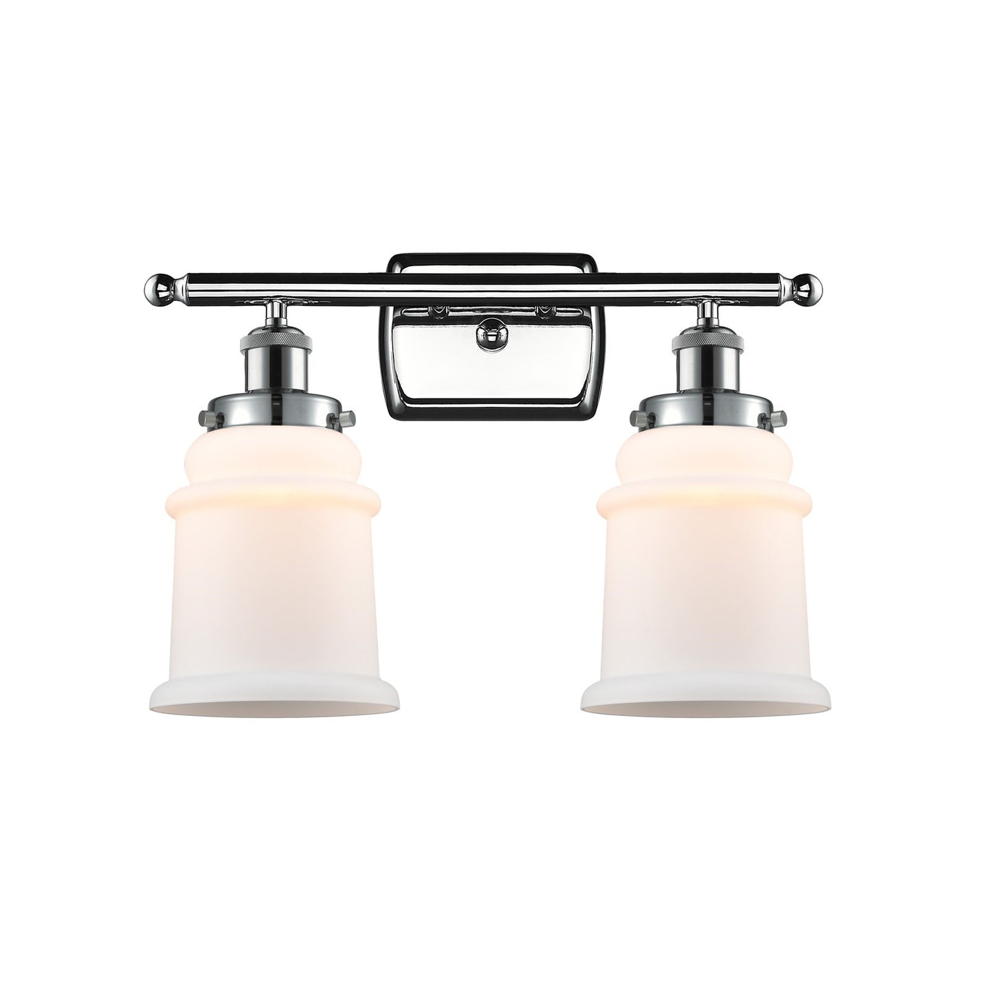 Innovations Canton 16in 2-Light Bath Vanity Light | Modern Transitional Polished Chrome and Matte White Frosted Glass Bell Shade | Model 916-2W-PC-G181