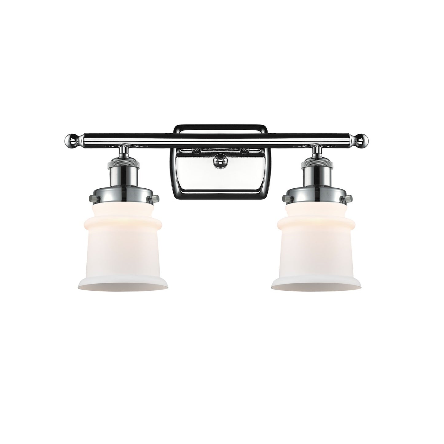 Innovations Canton 15.25in 2-Light Bath Vanity Light | Modern Transitional Polished Chrome and Matte White Frosted Glass Small | Model 916-2W-PC-G181S