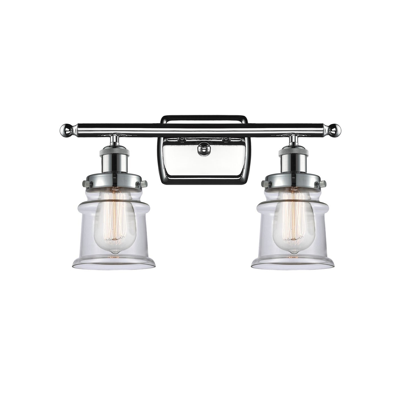 Innovations Canton 15.25in 2-Light Bath Vanity Light | Modern Transitional Polished Chrome and Clear Glass Schoolhouse Shade | Model 916-2W-PC-G182S
