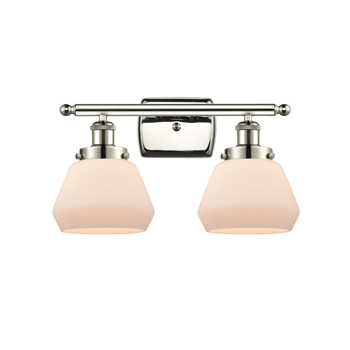 Innovations Fulton 17in 2-Light Bath Vanity Light | Polished Nickel Steel and Matte White Frosted Glass | Bathroom Vanity | Model 916-2W-PN-G171