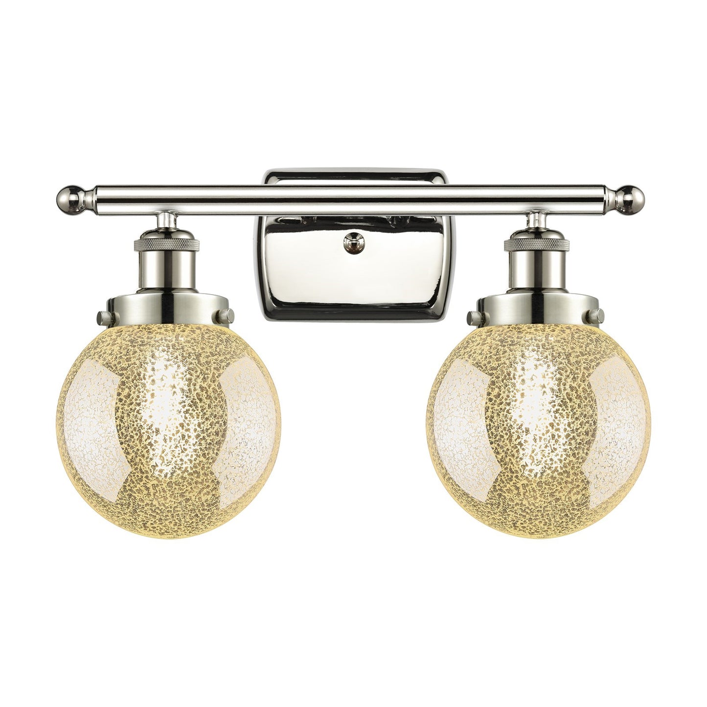 Innovations Beacon 16in 2-Light Bath Vanity Light | Modern Transitional Polished Nickel and Mercury Seeded Glass | Bathroom | Model 916-2W-PN-G208-6