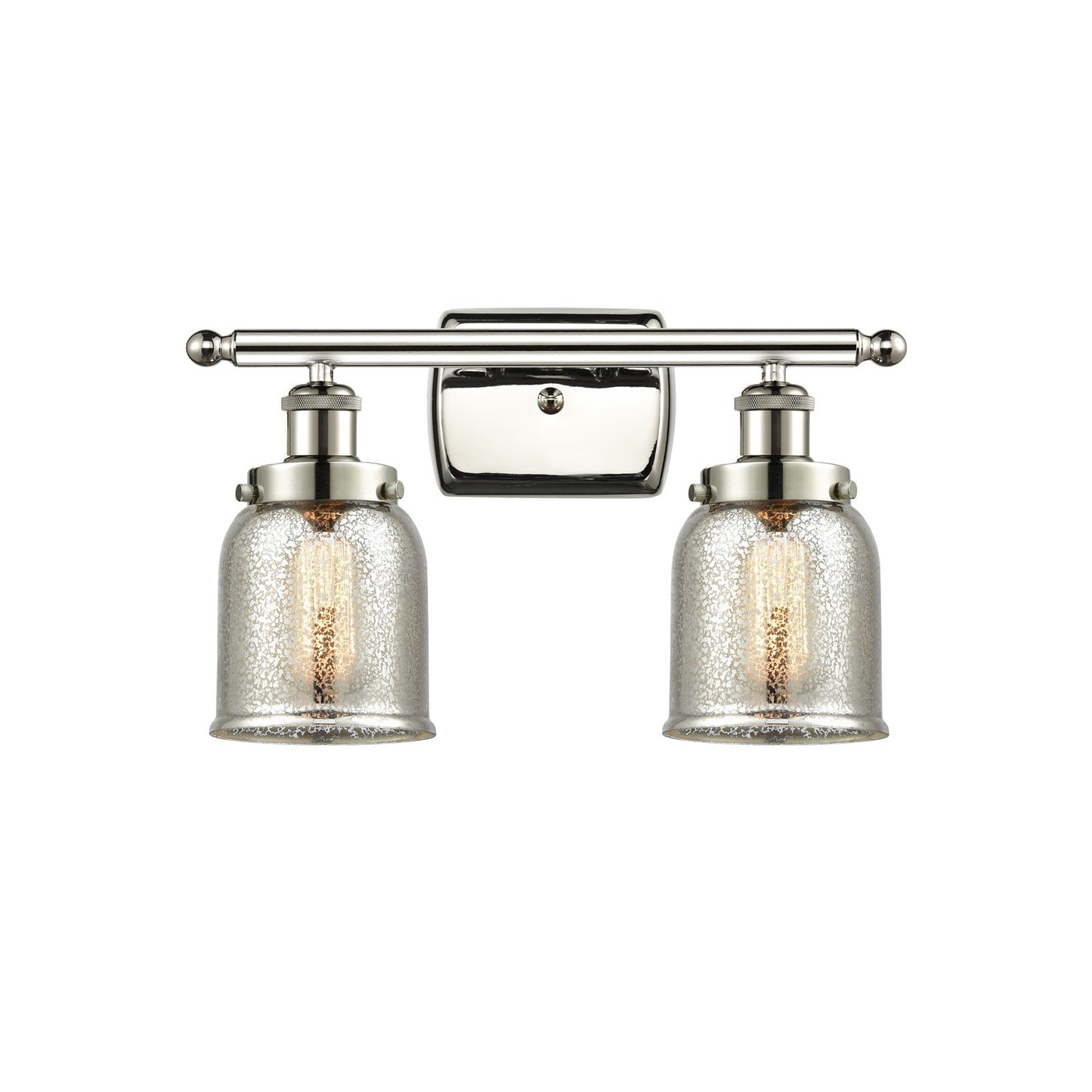 Innovations Bell 16in 2-Light Bath Vanity Light | Polished Nickel and Silver Plated Mercury Glass | Bathroom Vanity | 16 x 12 in | Model 916-2W-PN-G58