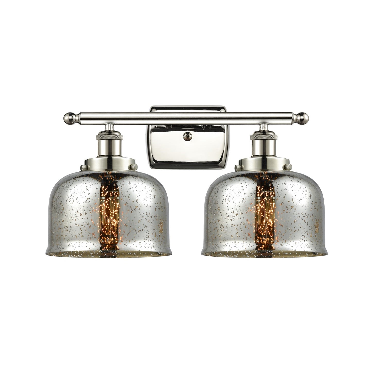 Innovations Bell 18in 2-Light Bath Vanity Light | Industrial Polished Nickel and Silver Plated Mercury Glass | Bathroom Vanity | Model 916-2W-PN-G78-LED