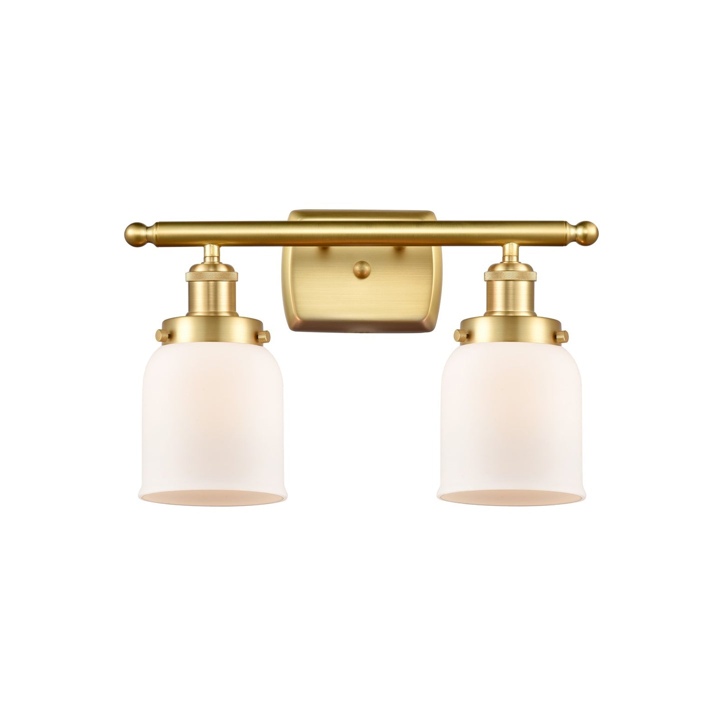 Innovations Bell 16in 2-Light Bath Vanity Light | Industrial Satin Gold Steel and Matte White Frosted Glass | Bathroom Vanity | Model 916-2W-SG-G51