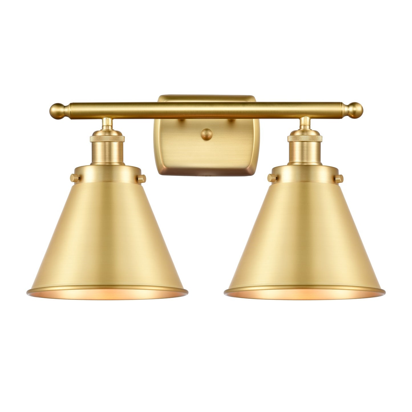 Innovations Appalachian 16in 2-Light Bath Vanity Light | Industrial Farmhouse Satin Gold Steel and Cast Brass with Satin Gold | Model 916-2W-SG-M13-SG