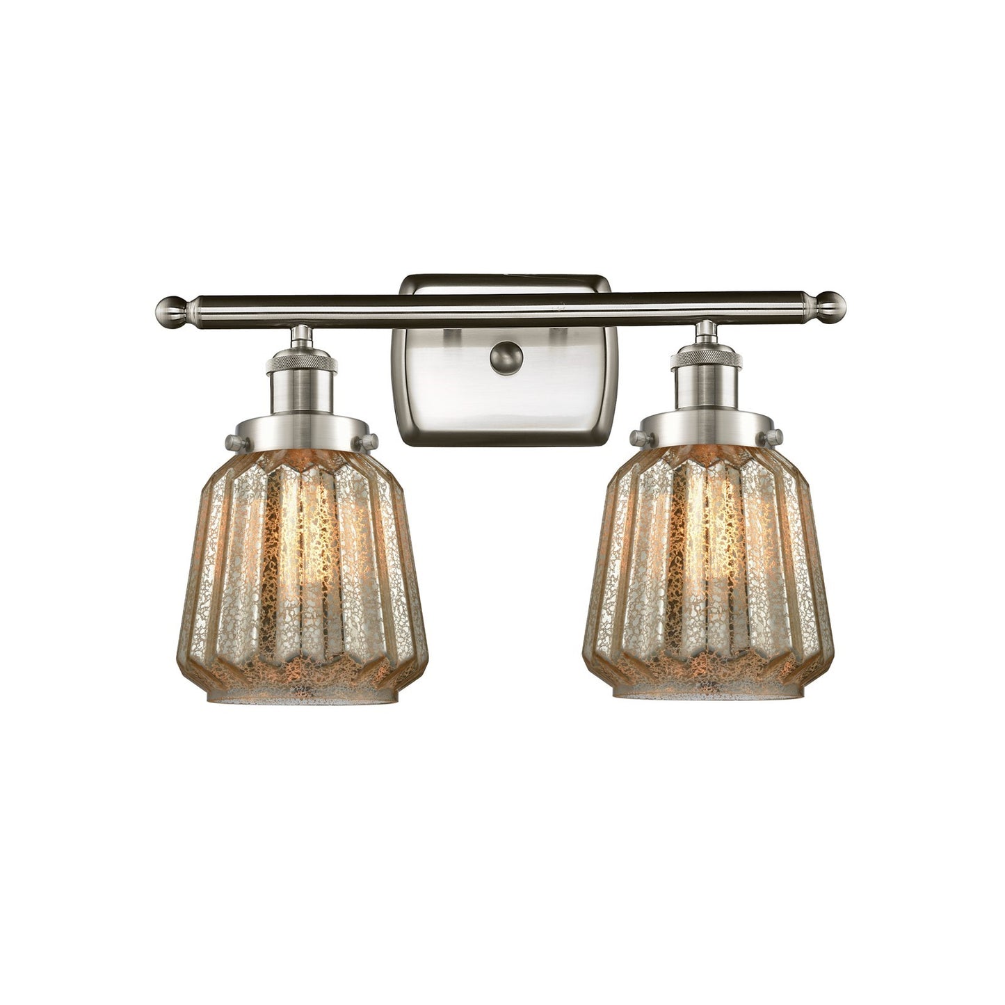 Innovations Chatham 17in 2-Light Bath Vanity Light | Modern Transitional Brushed Satin Nickel Steel and Cast Brass with Mercury | Model 916-2W-SN-G146