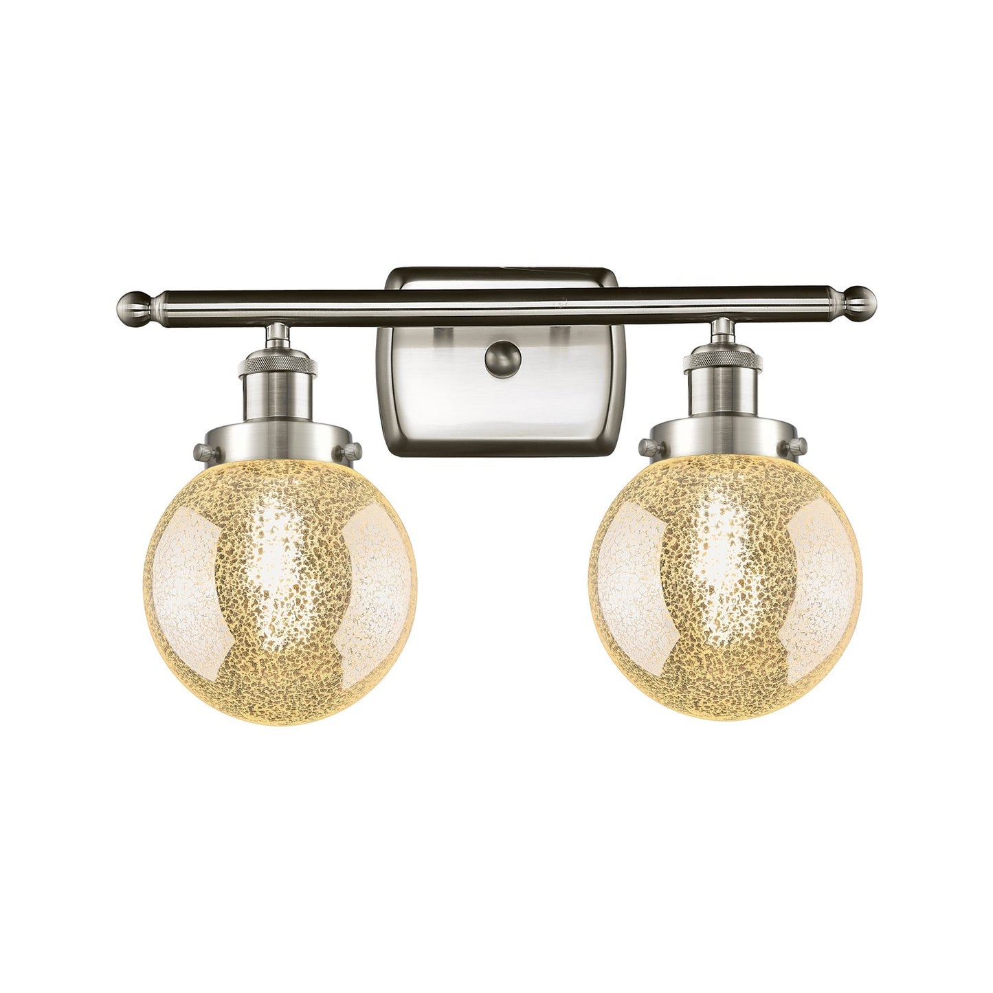 Innovations Beacon 16in 2-Light Bath Vanity Light | Brushed Satin Nickel and Mercury Seeded Glass | Bathroom Vanity | Model 916-2W-SN-G208-6