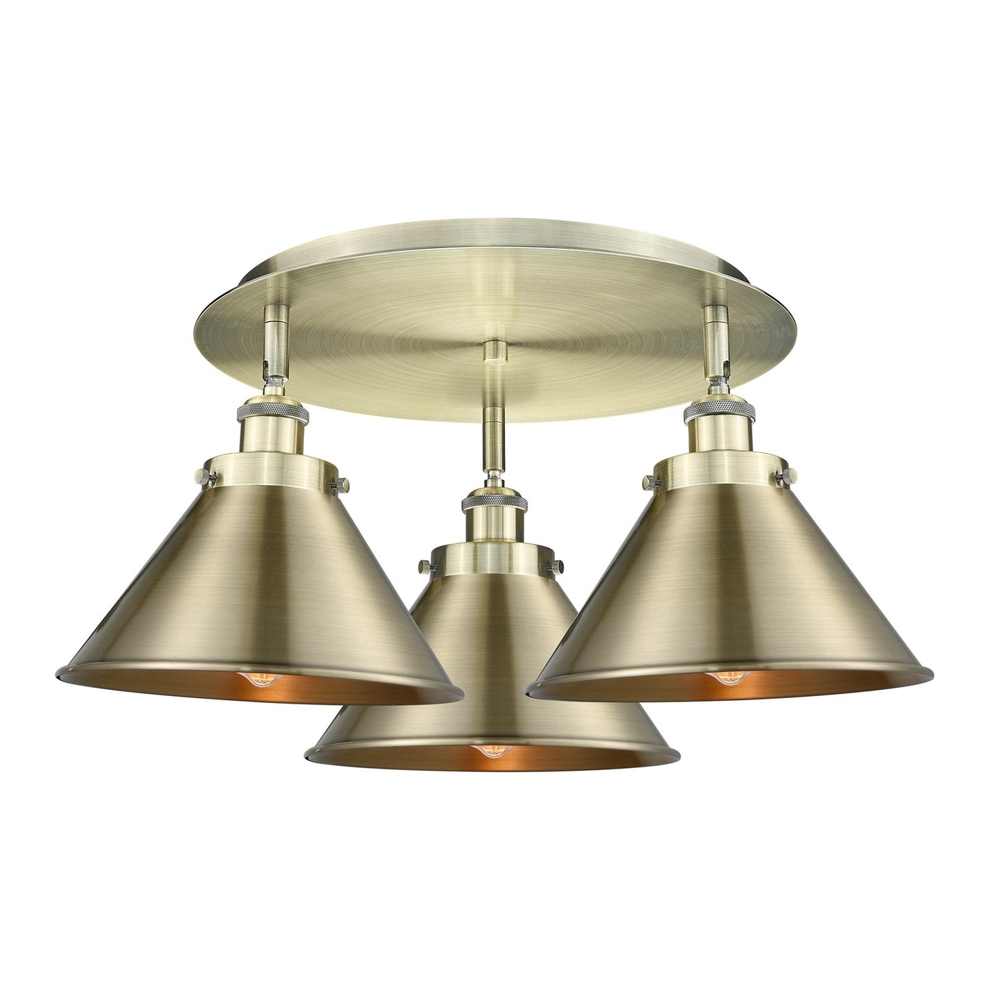 Innovations Ballston Urban 20in 3-Light Semi-Flush Mount | Industrial Antique Brass Steel and Cast Brass with Antique Brass Metal | Model 916-3C-AB-M10-AB