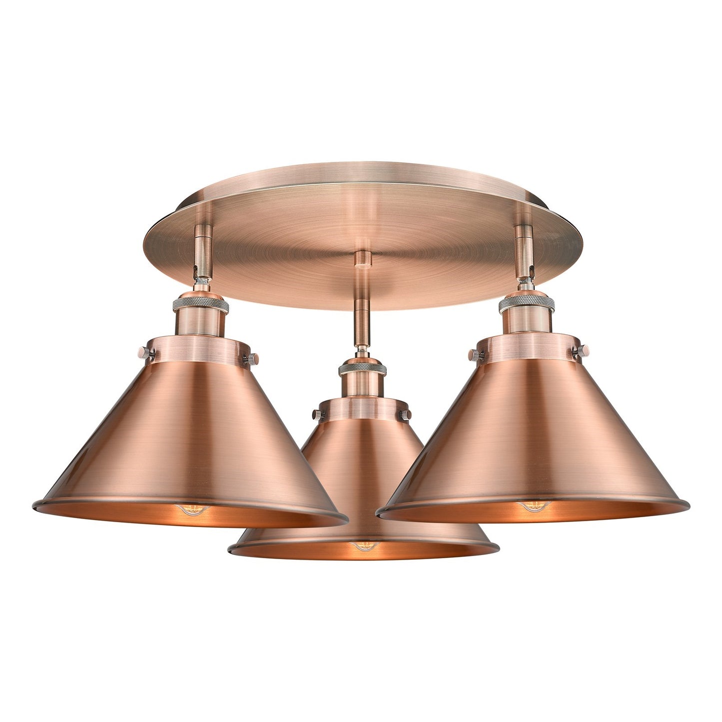 Innovations Ballston Urban 20in 3-Light Semi-Flush Mount | Industrial Antique Copper Steel and Metal Shade | Kitchen & Hallway | Model 916-3C-AC-M10-AC