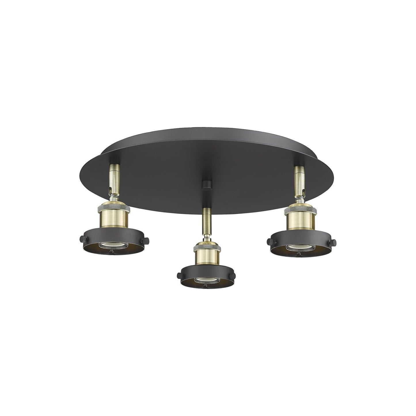Innovations Ballston Urban 15in 3-Light Semi-Flush Mount | Industrial Black Antique Brass Steel | Kitchen & Hallway | 15 x 15 x 5 in | Model 916-3C-BAB