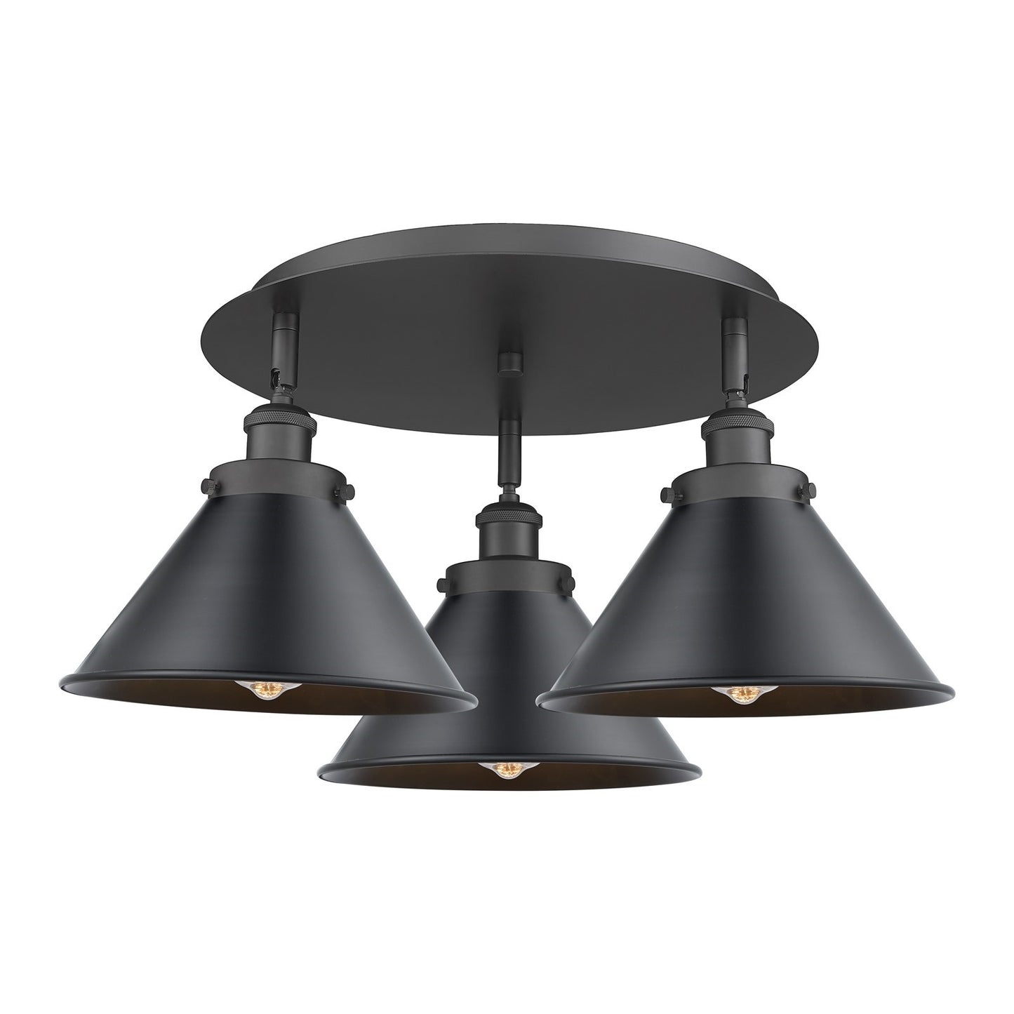 Innovations Ballston Urban 20in 3-Light Semi-Flush Mount | Industrial Matte Black Steel and Cast Brass with Matte Black Metal | Model 916-3C-BK-M10-BK