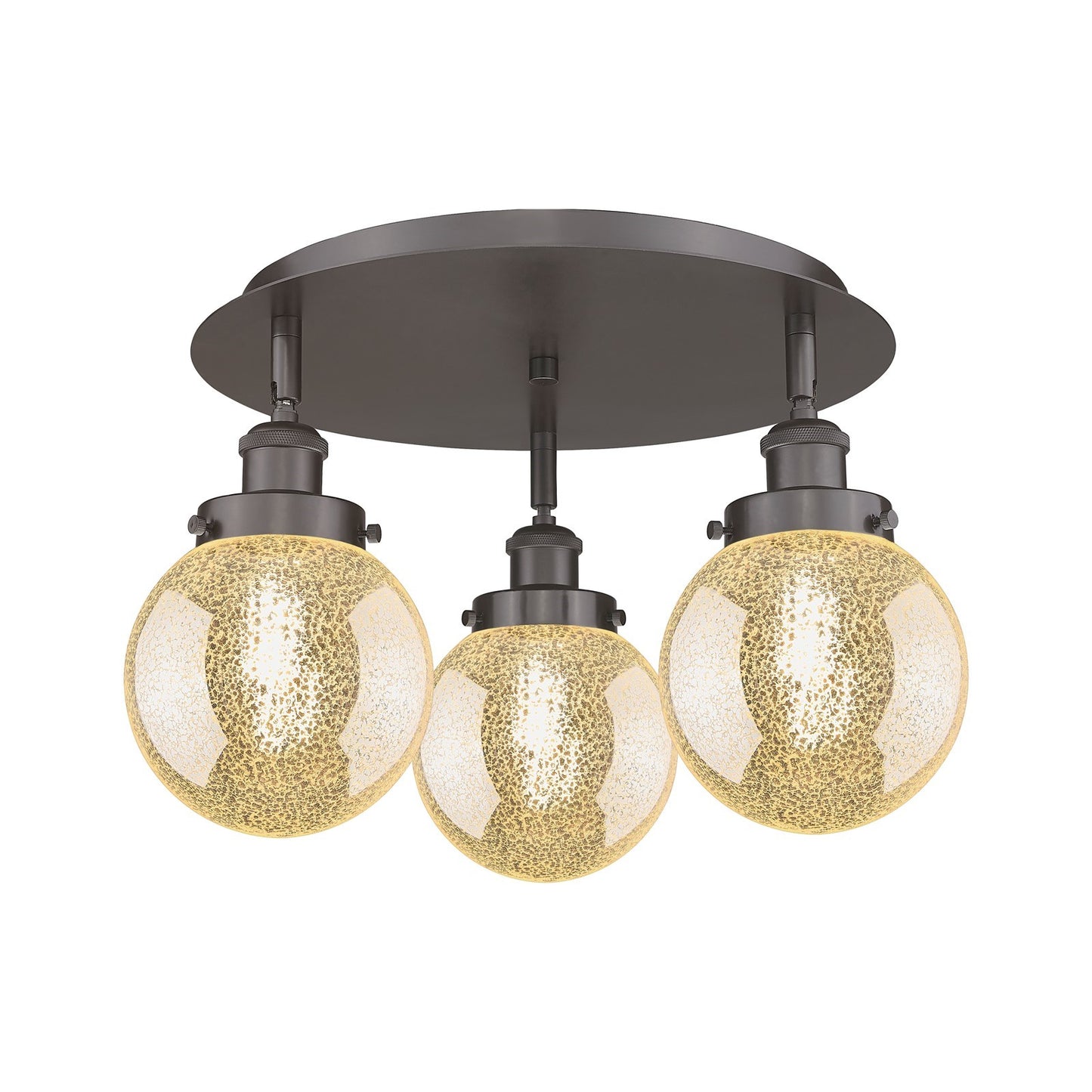 Innovations Beacon 18in 3-Light Semi-Flush Mount | Industrial Oil Rubbed Bronze Steel and Cast Brass with Mercury Glass Globe | Model 916-3C-OB-G208-6