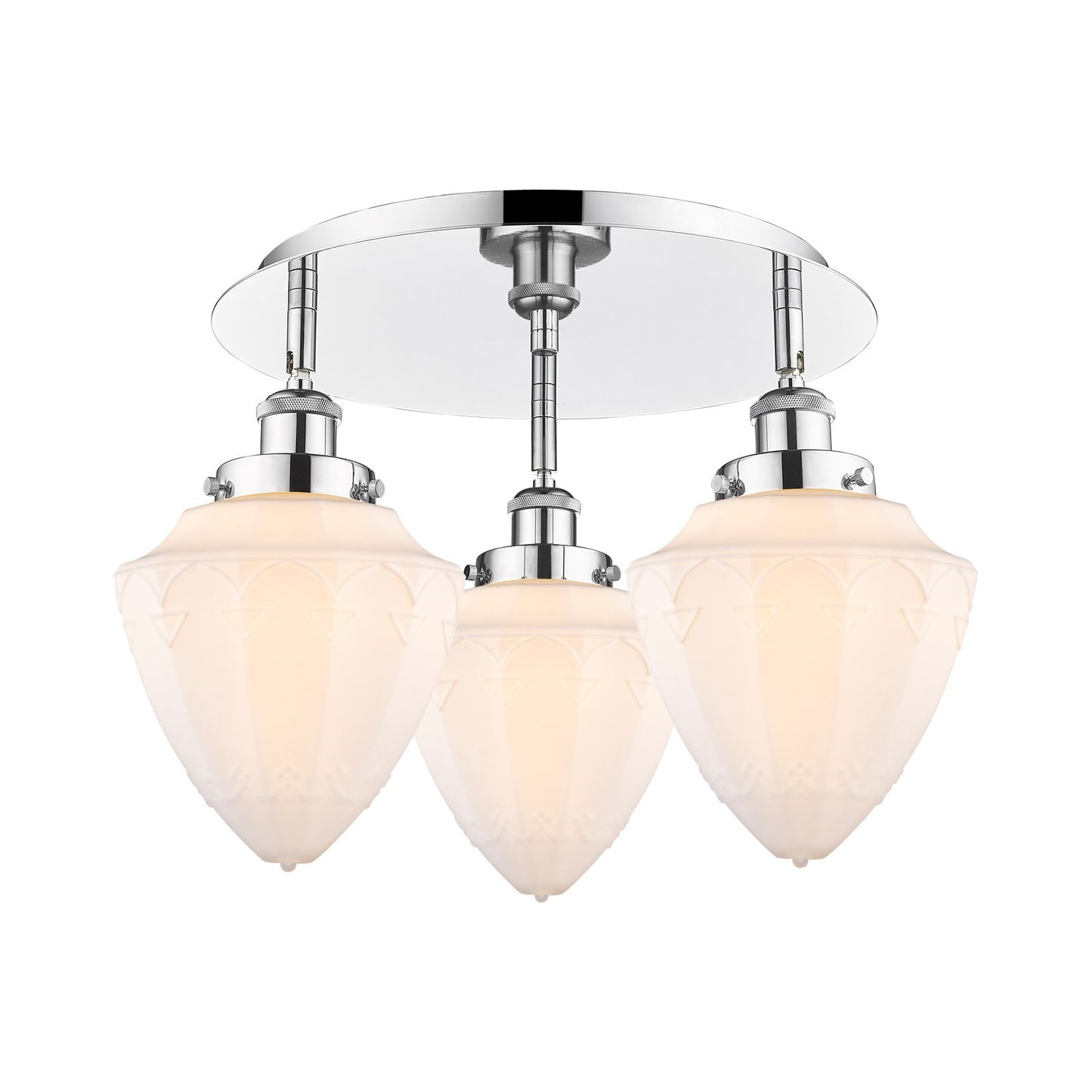 Innovations Bullet 19in 3-Light Semi-Flush Mount | Industrial Polished Chrome and Matte White Frosted Glass | Kitchen & Hallway | Model 916-3C-PC-G661-7