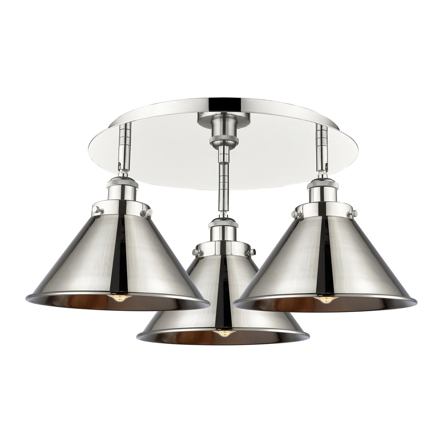 Innovations Ballston Urban 20in 3-Light Semi-Flush Mount | Industrial Polished Nickel Metal Shade | Kitchen & Hallway Damp Rated | Model 916-3C-PN-M10-PN
