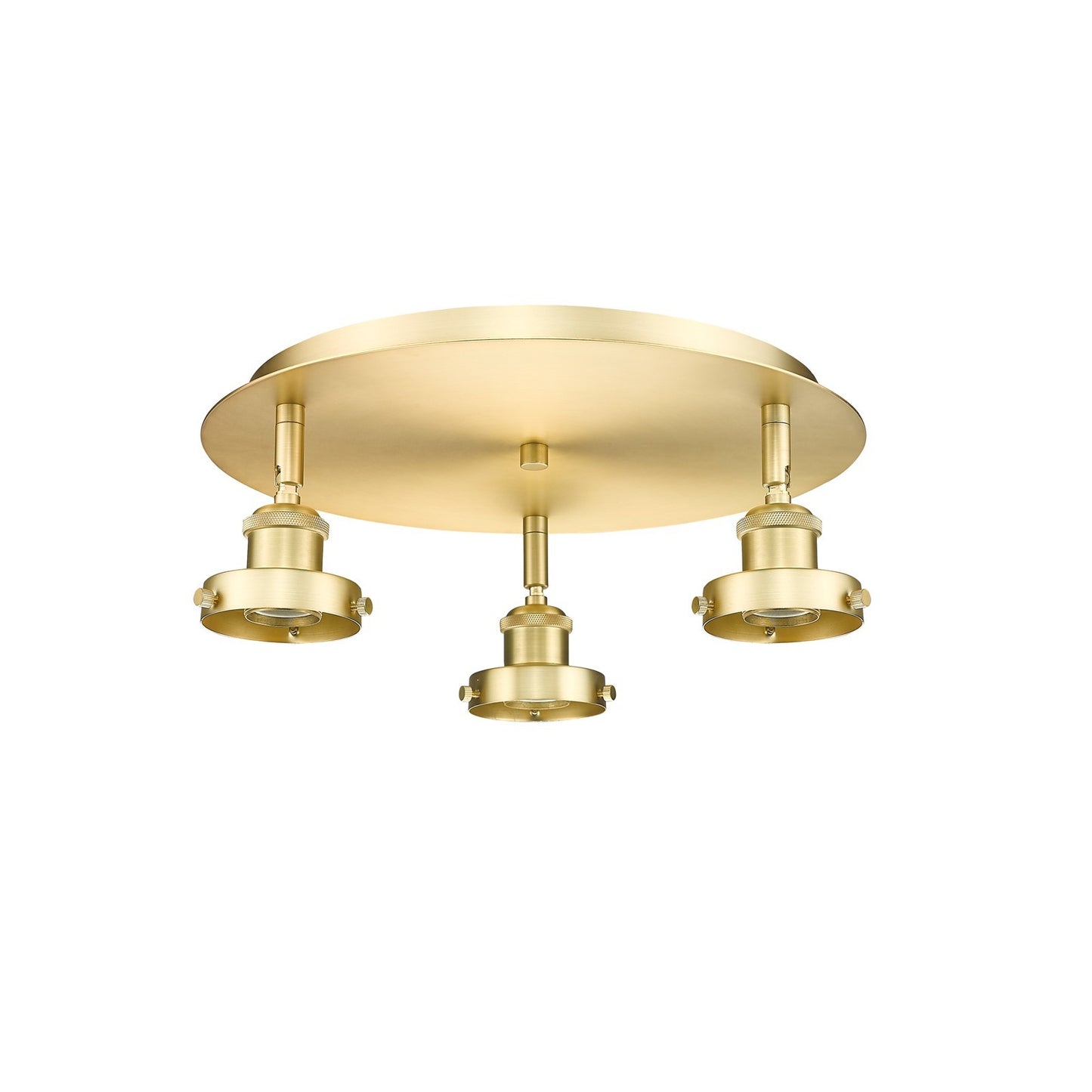 Innovations Ballston Urban 15in 3-Light Semi-Flush Mount | Industrial Satin Gold | Kitchen & Hallway Damp Rated | 15 x 15 x 5 in | Model 916-3C-SG