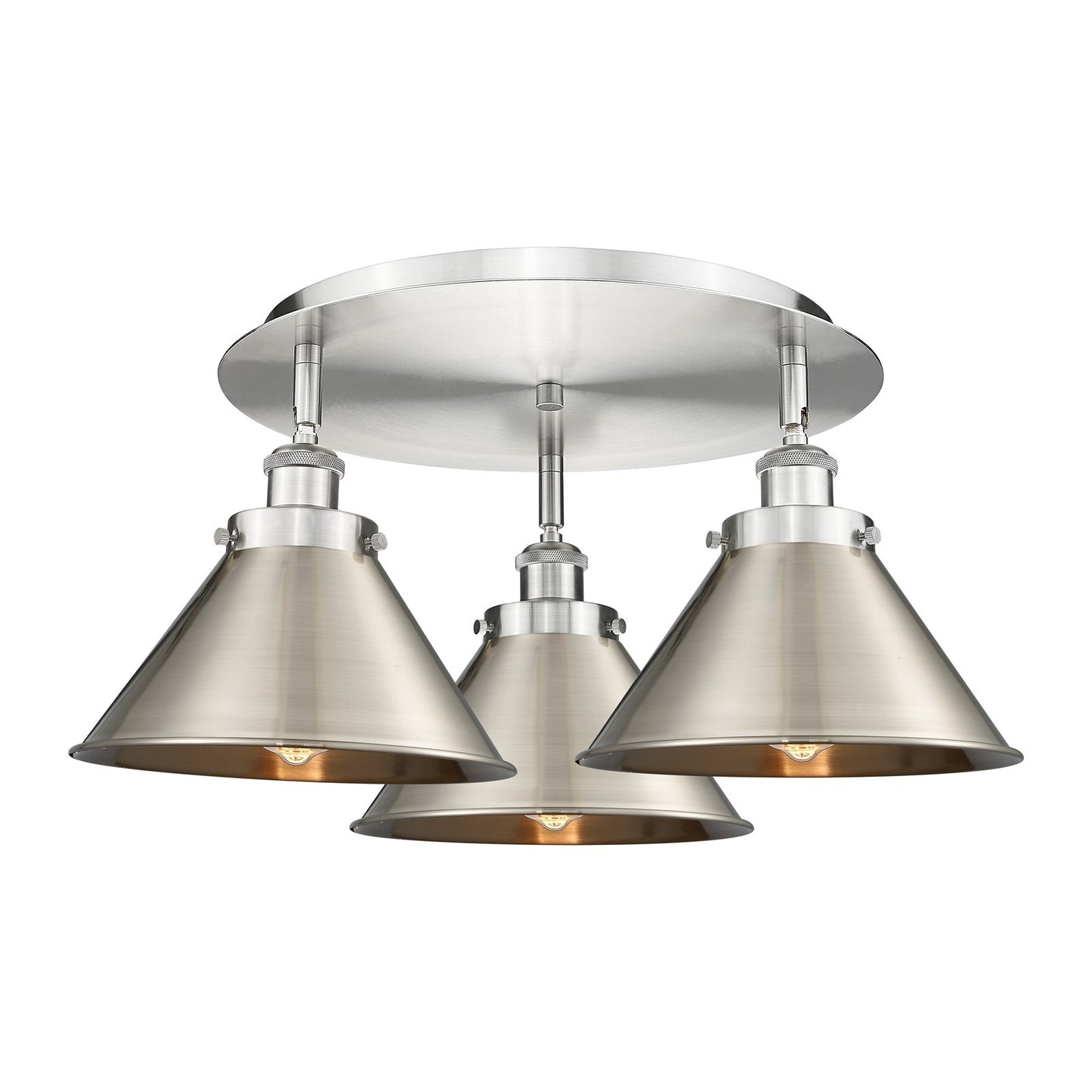 Innovations Ballston Urban 19.75in 3-Light Semi-Flush Mount | Industrial Satin Nickel Steel and Brushed Satin Nickel Metal | Model 916-3C-SN-M10-SN