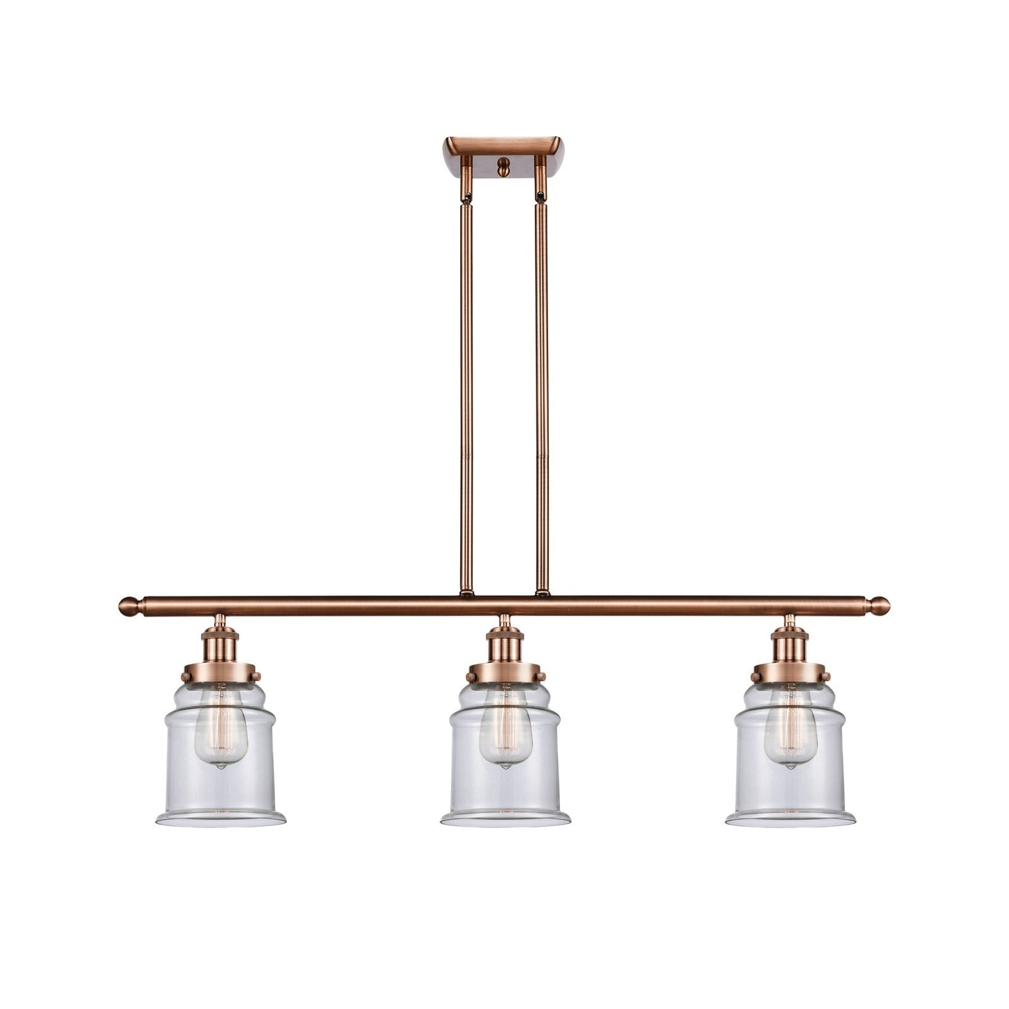 Innovations Canton 36in 3-Light Island Light | Modern Contempo Antique Copper Steel and Clear Glass | Kitchen Island & Dining Room | Model 916-3I-AC-G182