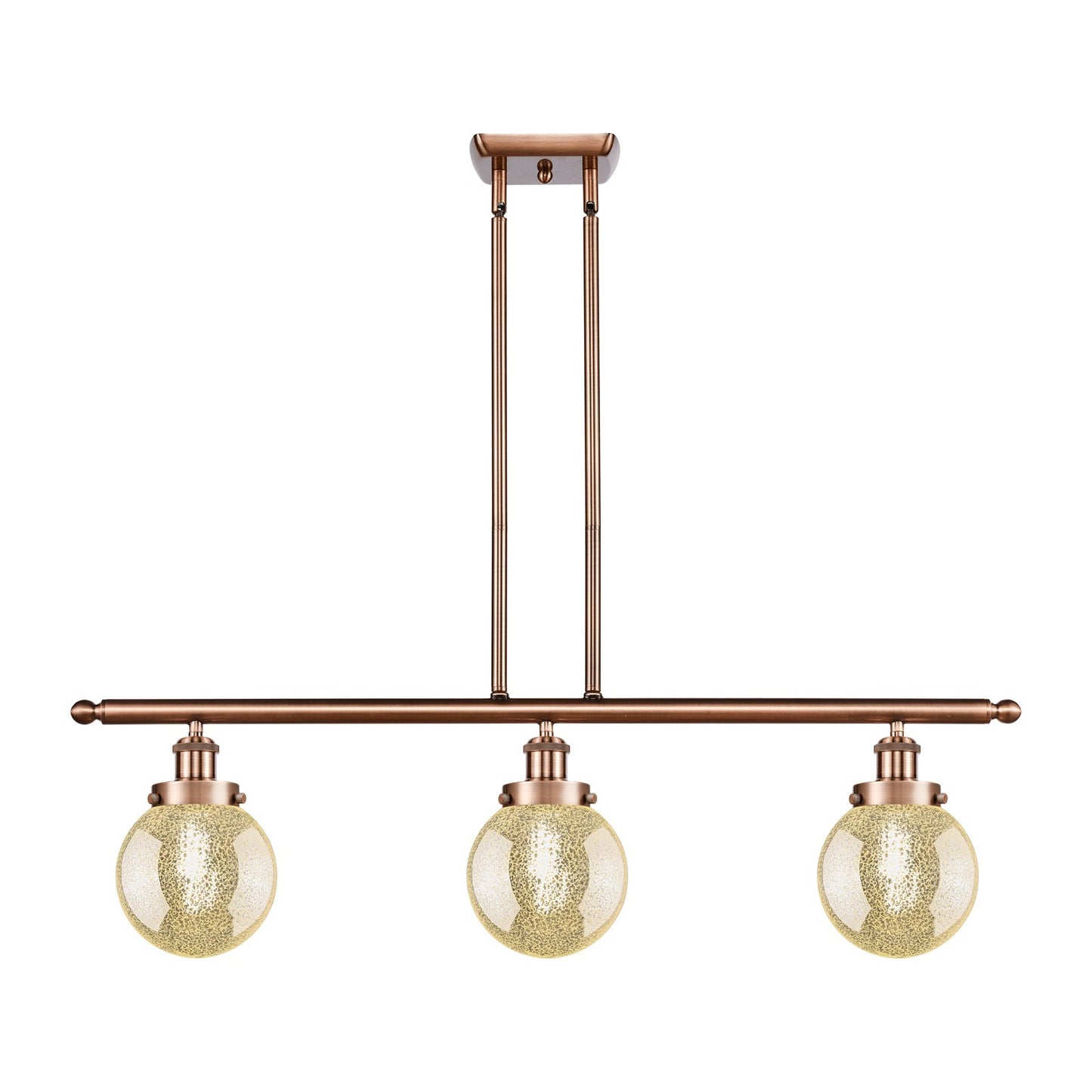 Innovations Beacon 36in 3-Light Island Light | Modern Contempo Antique Copper Steel and Mercury Seeded Glass | Kitchen Island & | Model 916-3I-AC-G208-6