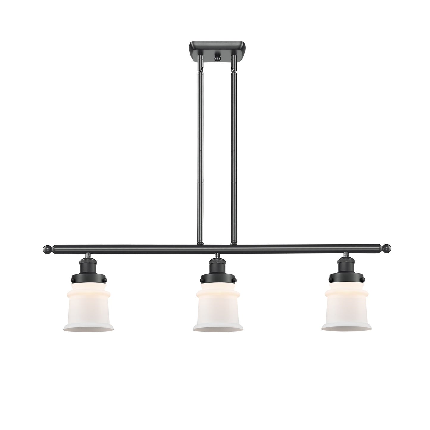 Innovations Canton 36in 3-Light Island Light | Modern Contemporary Matte Black Steel and Matte White Frosted Glass | Kitchen | Model 916-3I-BK-G181S