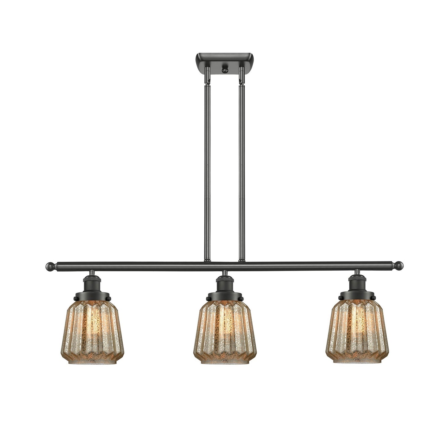 Innovations Chatham 36in 3-Light Island Light | Oil Rubbed Bronze Steel and Mercury Ribbed Glass | Kitchen Island & Dining Room | Model 916-3I-OB-G146