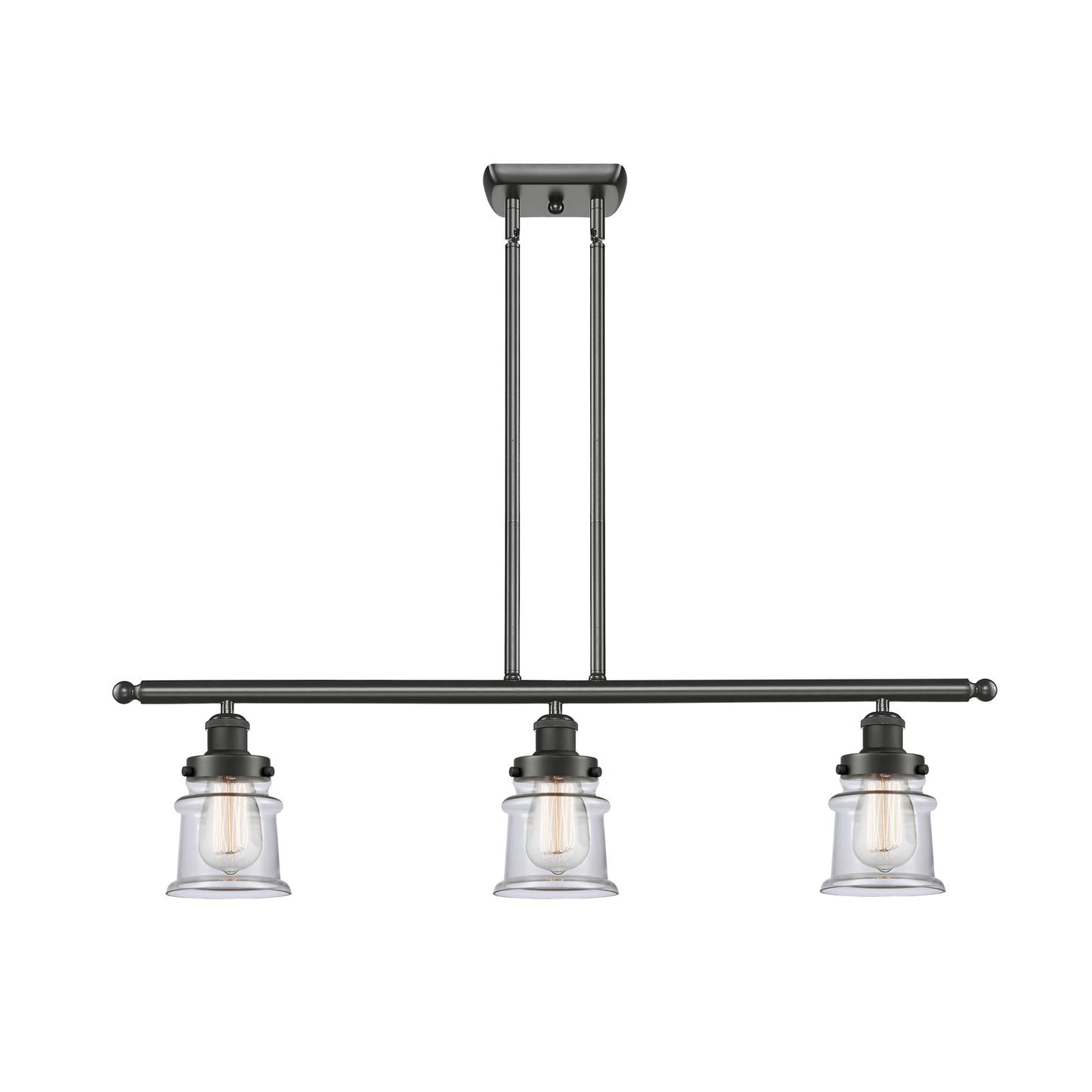 Innovations Canton 36in 3-Light Island Light | Modern Contempo Oil Rubbed Bronze Steel and Clear Small Glass | Kitchen Island & | Model 916-3I-OB-G182S