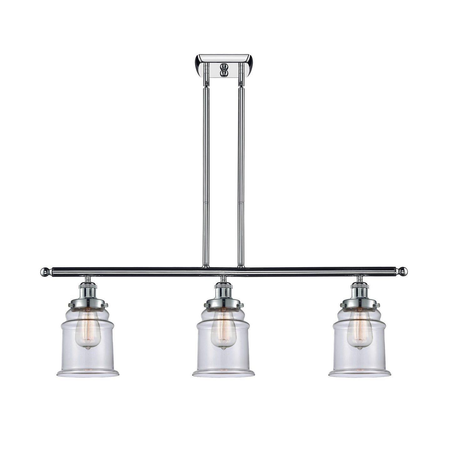 Innovations Canton 36in 3-Light Island Light | Modern Contempo Polished Chrome and Clear Glass | Kitchen Island & Dining Room | Model 916-3I-PC-G182