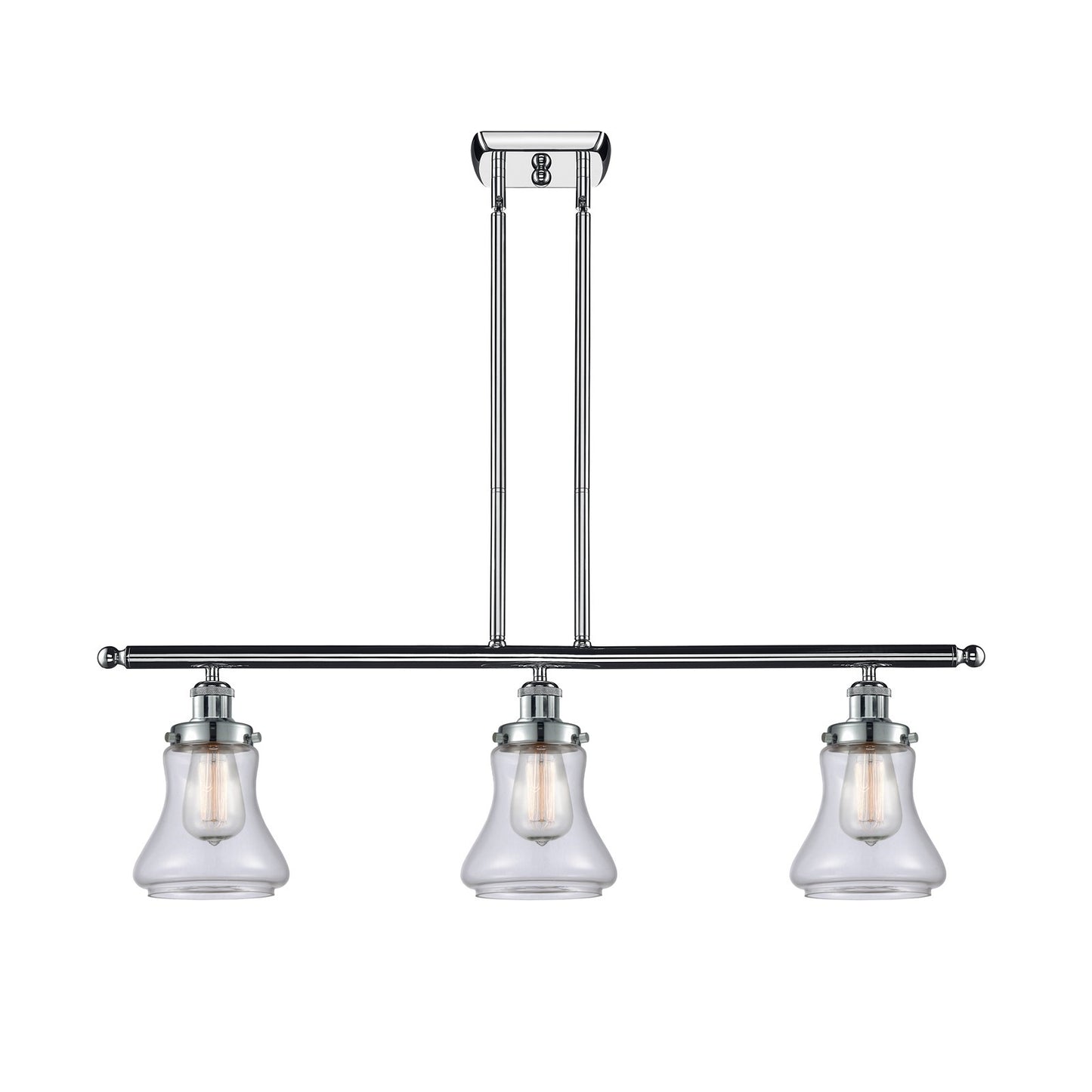 Innovations Bellmont 36in 3-Light Island Light | Modern Contempo Polished Chrome and Clear Glass | Kitchen Island & Dining Room | Model 916-3I-PC-G192