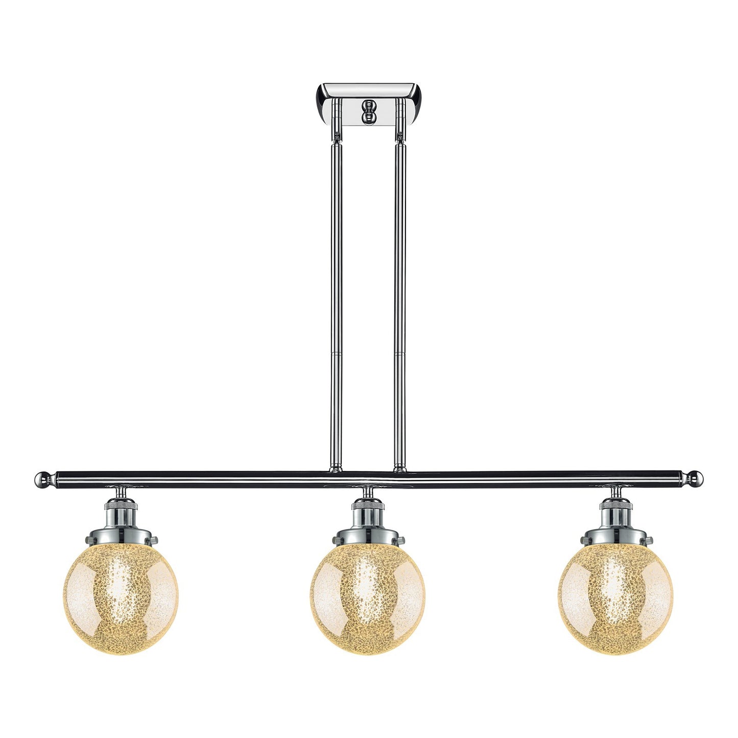 Innovations Beacon 36in 3-Light Island Light | Modern Transitional Polished Chrome and Mercury Seeded Glass | Kitchen Island & | Model 916-3I-PC-G208-6