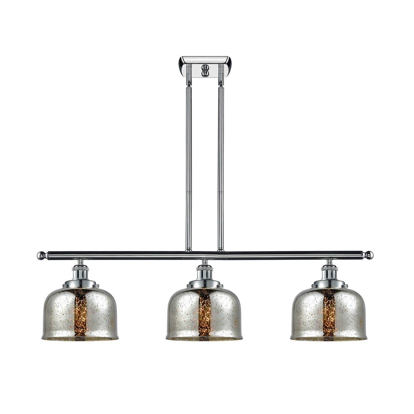Innovations Bell 36in 3-Light Island Light | Industrial Polished Chrome and Silver Plated Mercury Large Bell Glass | Kitchen Island | Model 916-3I-PC-G78