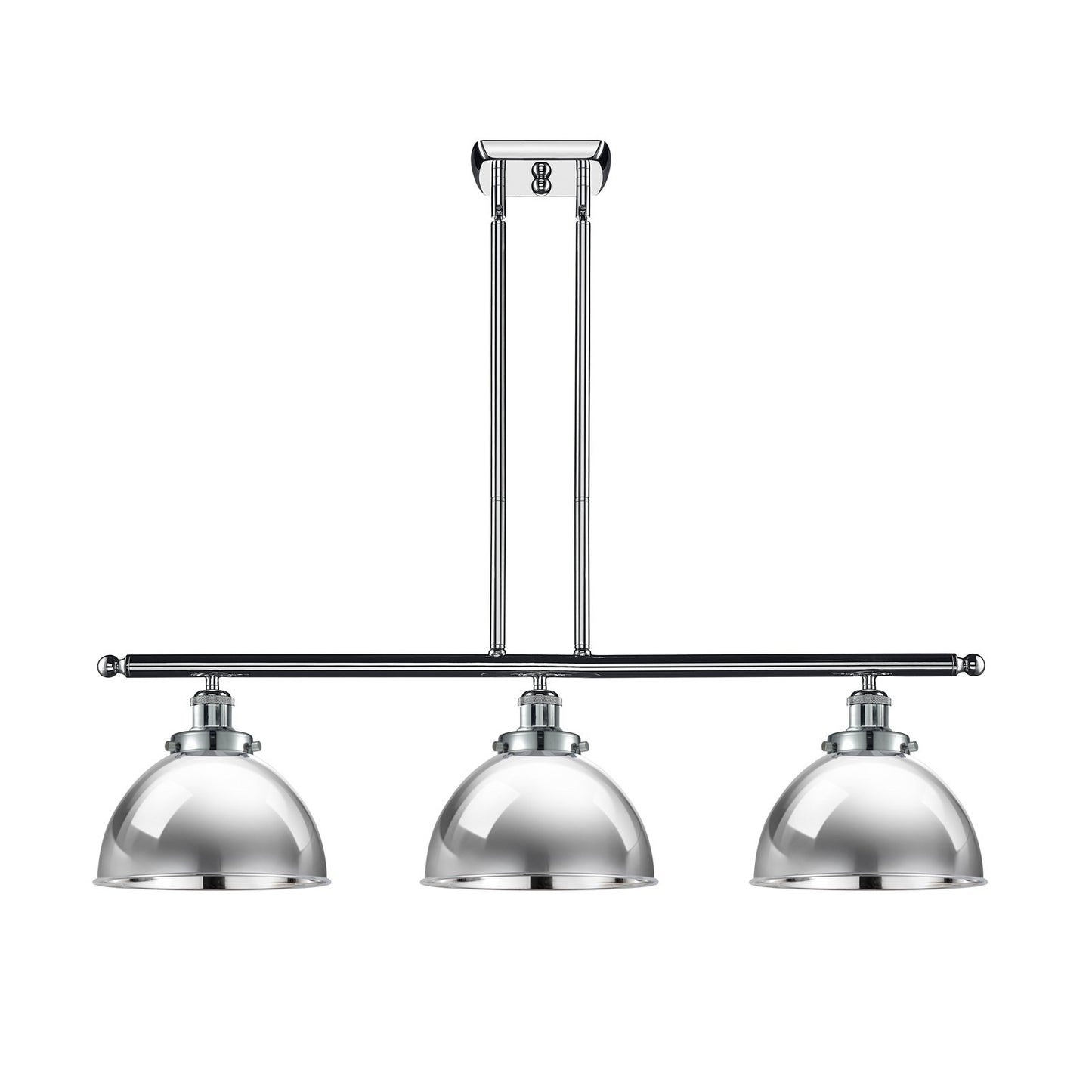 Innovations Derby 36in 3-Light Island Light | Industrial Polished Chrome Metal Dome Shades | Kitchen Island & Dining Room | Model 916-3I-PC-MFD-10-PC