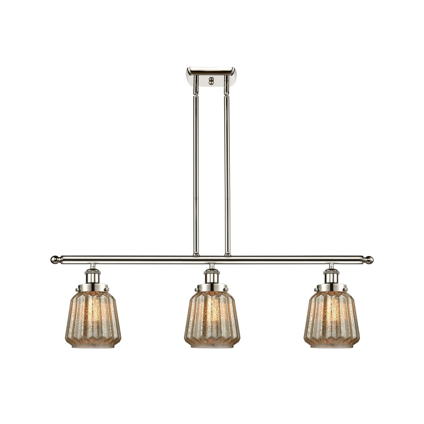 Innovations Chatham 36in 3-Light Island Light | Modern Transitional Polished Nickel Steel and Mercury Ribbed Glass | Kitchen Island | Model 916-3I-PN-G146