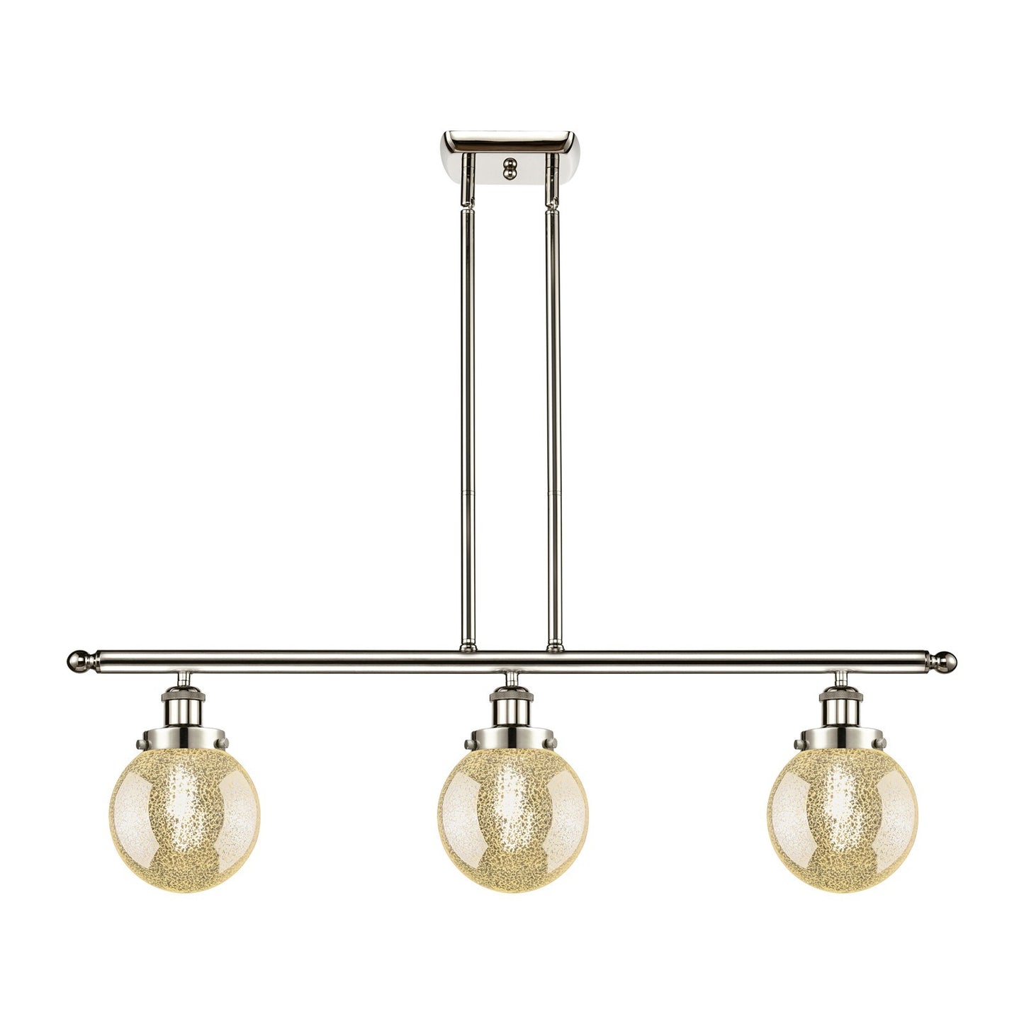 Innovations Beacon 36in 3-Light Island Light | Polished Nickel Steel and Mercury Seeded Glass | Kitchen Island & Dining Room | Model 916-3I-PN-G208-6