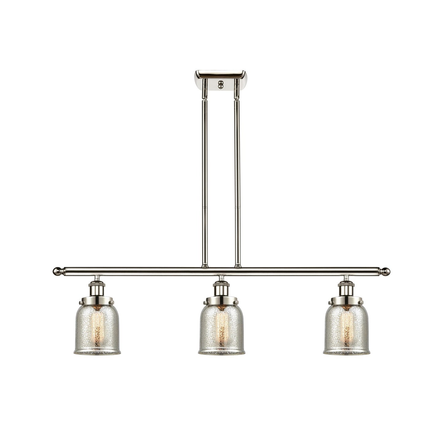 Innovations Bell 36in 3-Light Island Light | Industrial Polished Nickel and Silver Plated Mercury Glass | Kitchen Island & Dining | Model 916-3I-PN-G58
