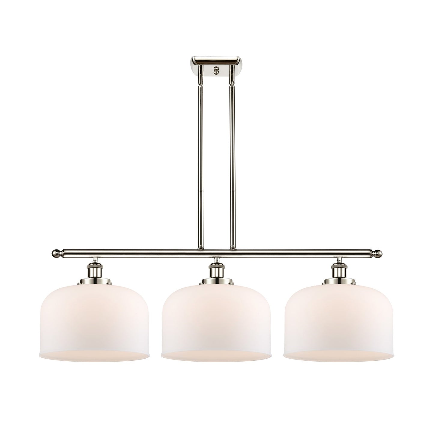Innovations Bell 36in 3-Light LED Island Light | Industrial Polished Nickel and Matte White Frosted Glass | Kitchen Island & | Model 916-3I-PN-G71-L-LED