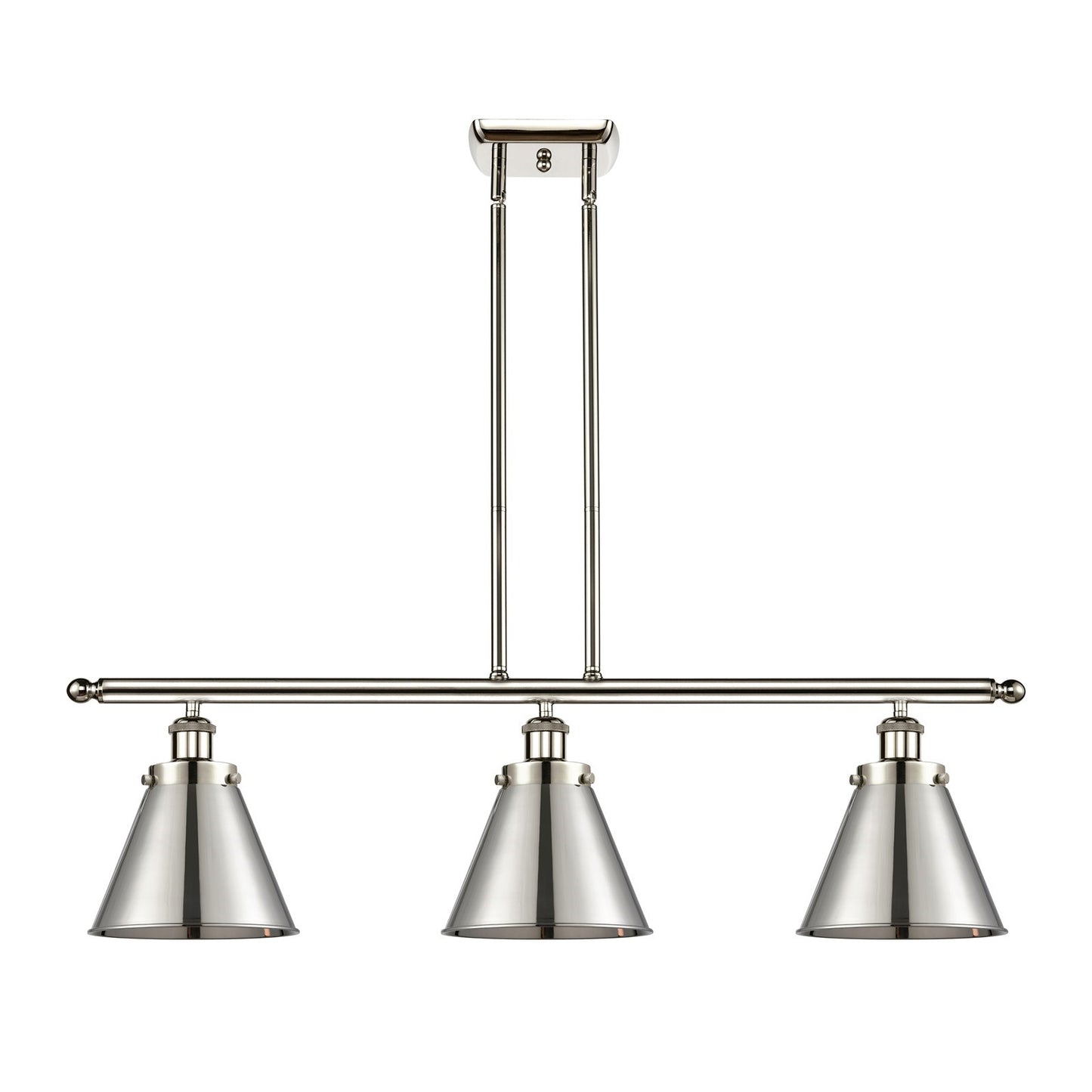 Innovations Appalachian 36in 3-Light Island Light | Industrial Farmhouse Polished Nickel Steel and Metal Shade | Kitchen Island & | Model 916-3I-PN-M13-PN