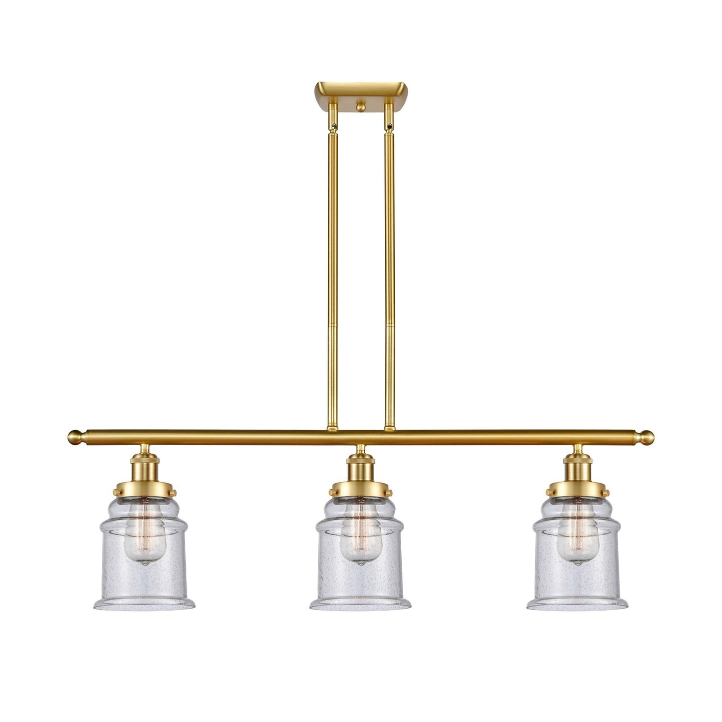 Innovations Canton 36in 3-Light Island Light | Modern Contempo Satin Gold Steel and Seedy Glass | Kitchen Island & Dining Room | Model 916-3I-SG-G184