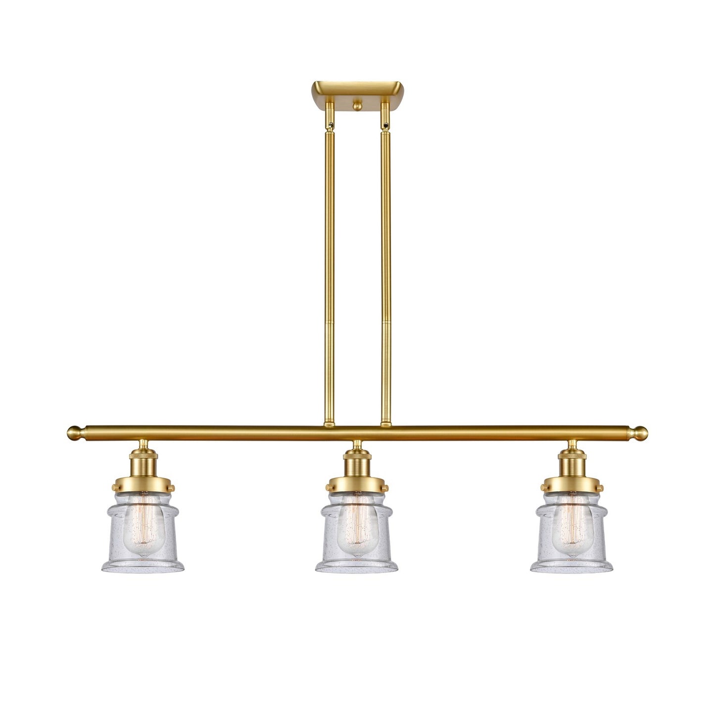Innovations Canton 36in 3-Light Island Light | Modern Contempo Satin Gold Steel and Seedy Glass | Kitchen Island & Dining Room | Model 916-3I-SG-G184S