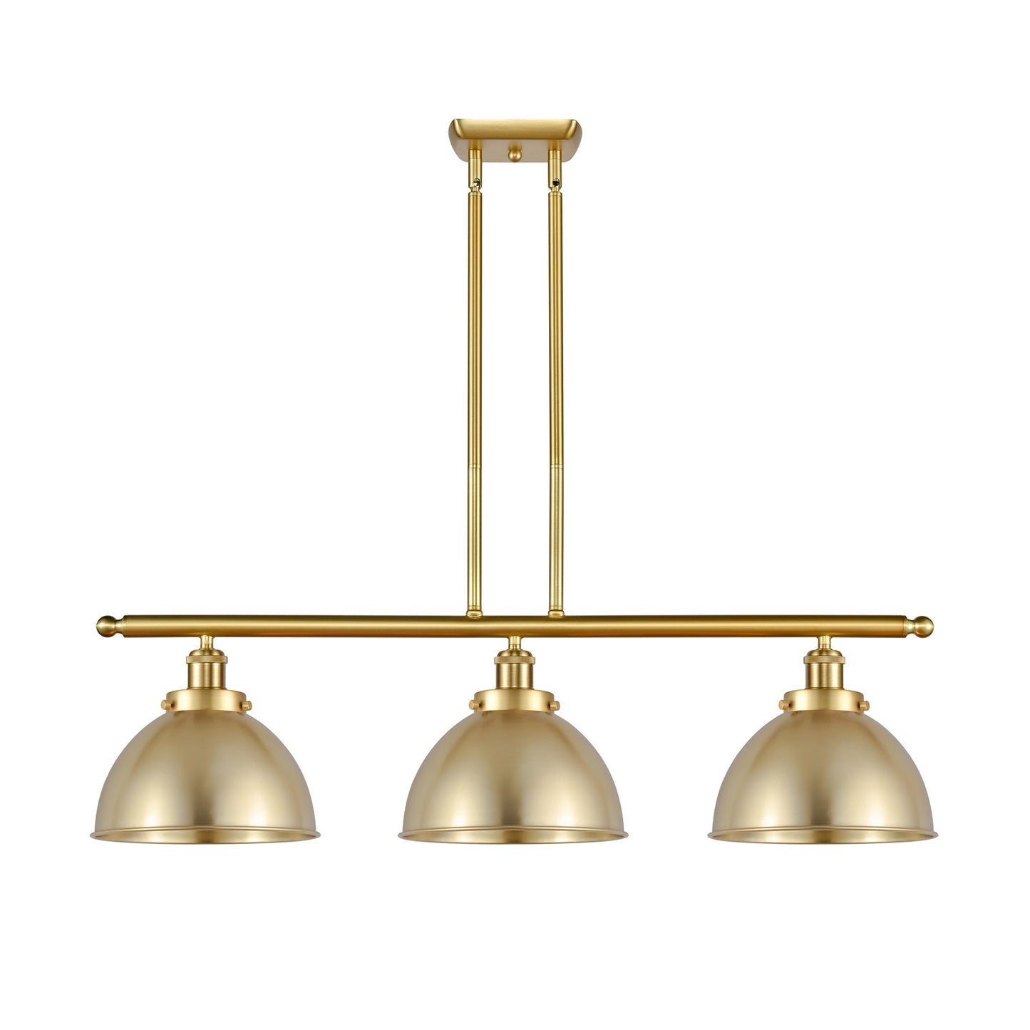 Innovations Derby 36in 3-Light Island Light | Industrial Farmhouse Satin Gold Steel and Cast Brass with Satin Gold Metal | Model 916-3I-SG-MFD-10-SG-LED