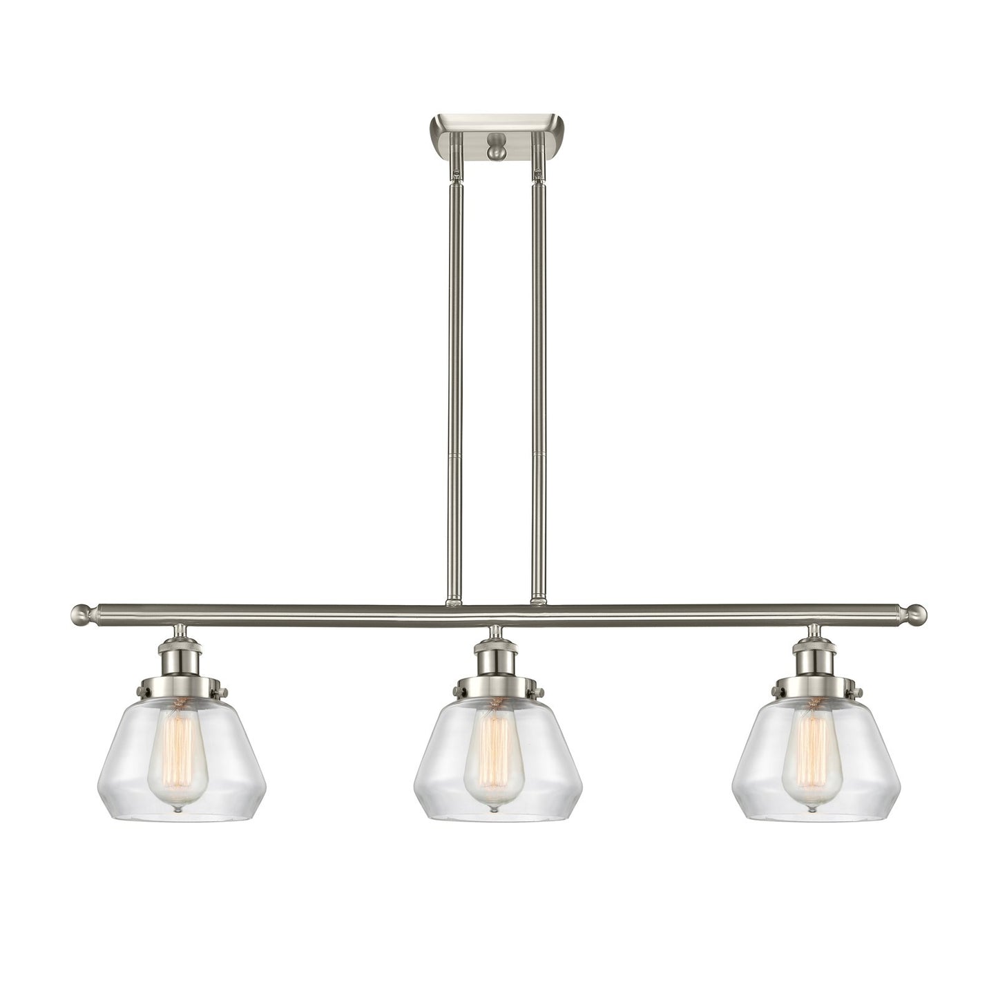 Innovations Fulton 36in 3-Light Island Light | Modern Contempo Brushed Satin Nickel and Clear Glass | Kitchen Island & Dining Room | Model 916-3I-SN-G172