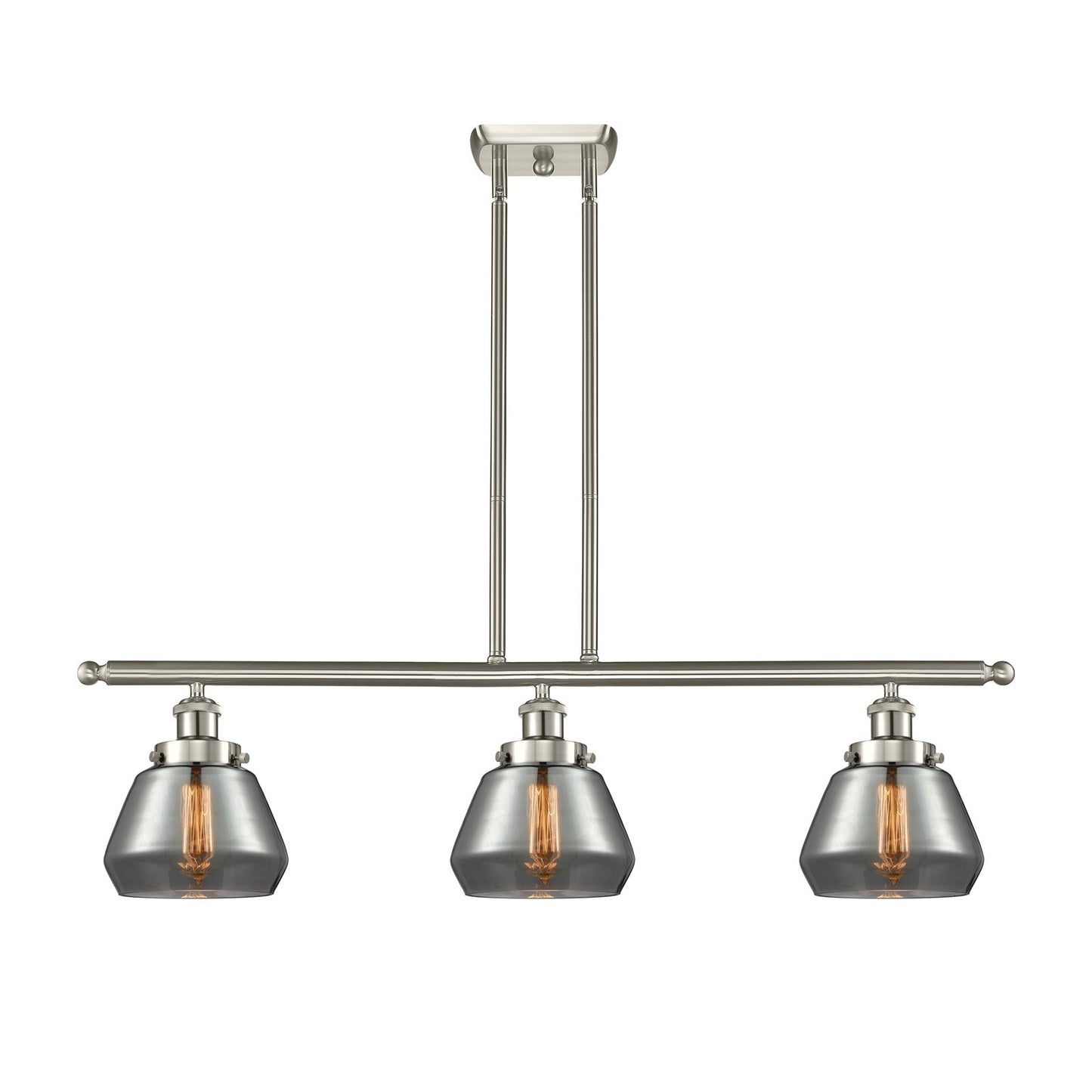 Innovations Fulton 36in 3-Light Island Light | Modern Contempo Brushed Satin Nickel and Light Smoke Glass | Kitchen Island & Dining | Model 916-3I-SN-G173