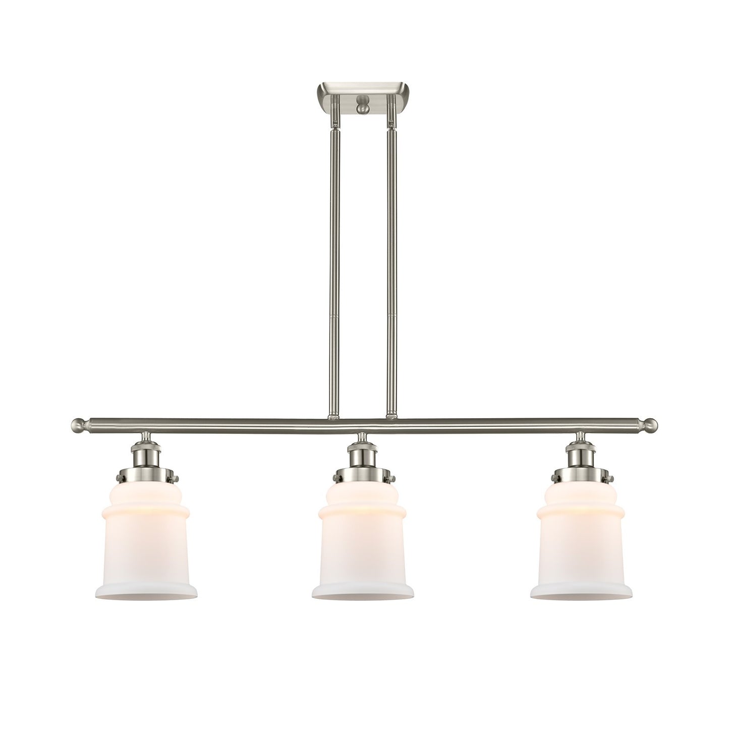 Innovations Canton 36in 3-Light Island Light | Modern Contempo Brushed Satin Nickel and Matte White Frosted Glass | Kitchen Island | Model 916-3I-SN-G181