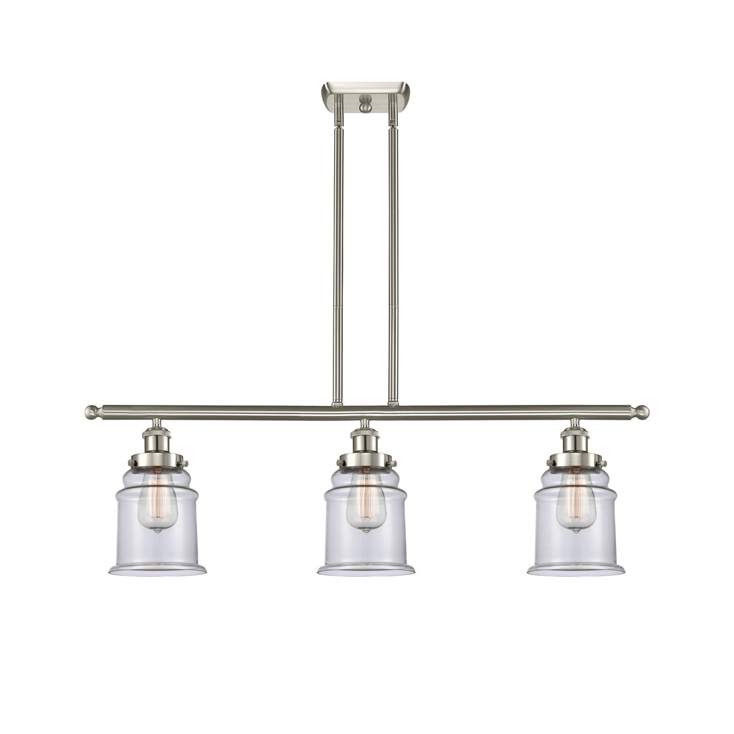 Innovations Canton 36in 3-Light Island Light | Modern Transitional Brushed Satin Nickel and Clear Glass | Kitchen Island & Dining | Model 916-3I-SN-G182