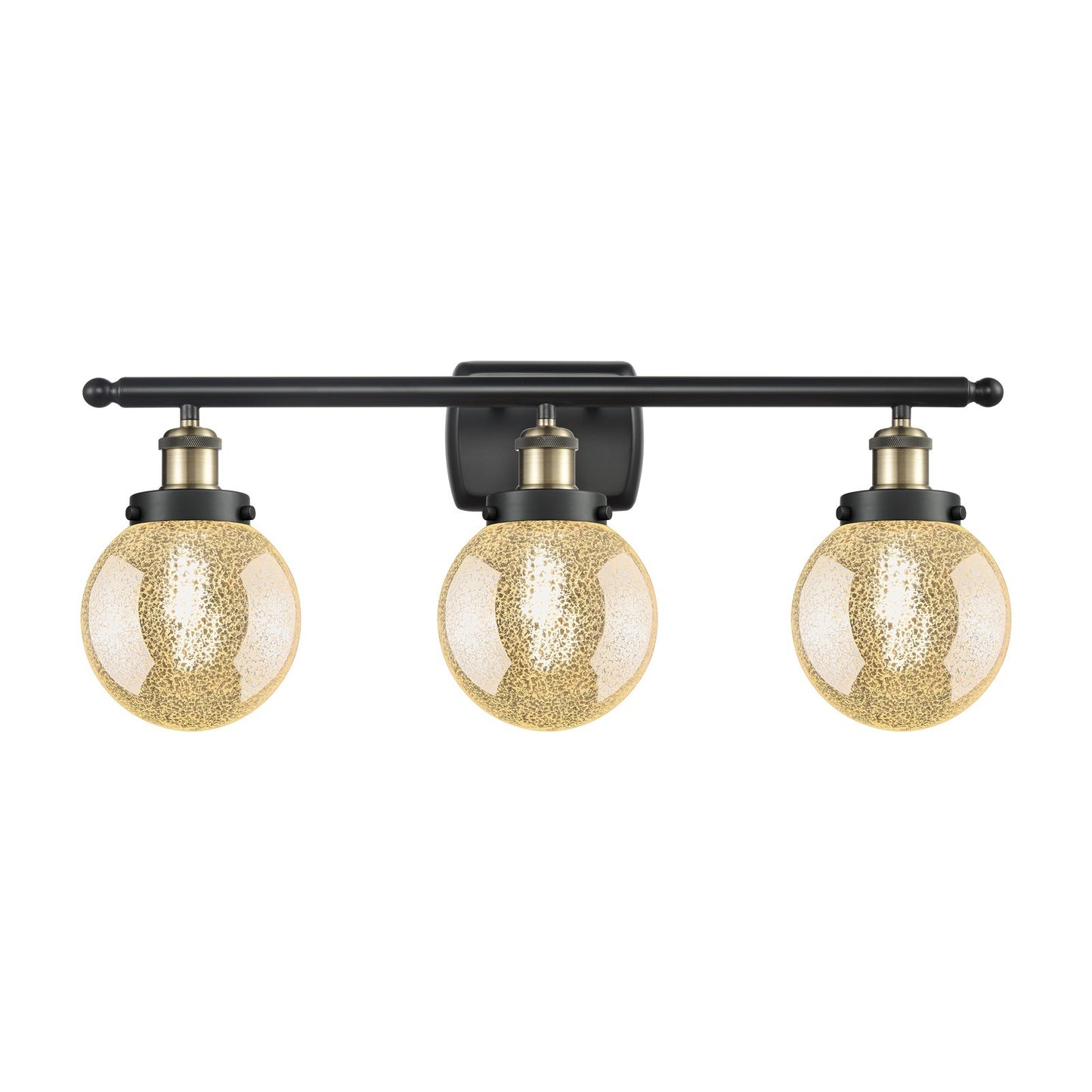 Innovations Beacon 26in 3-Light Bath Vanity Light | Modern Transitional Black Antique Brass and Mercury Glass | Bathroom Vanity | Model 916-3W-BAB-G208-6