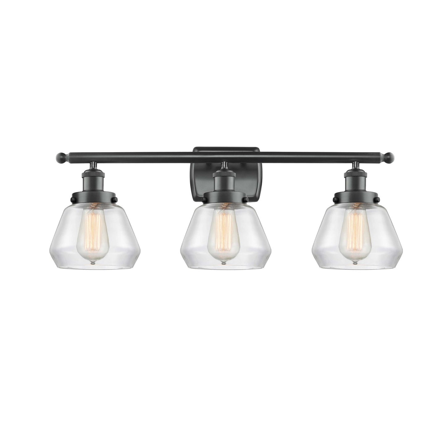 Innovations Fulton 27in 3-Light Bath Vanity Light | Modern Transitional Matte Black Steel and Clear Glass | Bathroom Vanity | Model 916-3W-BK-G172