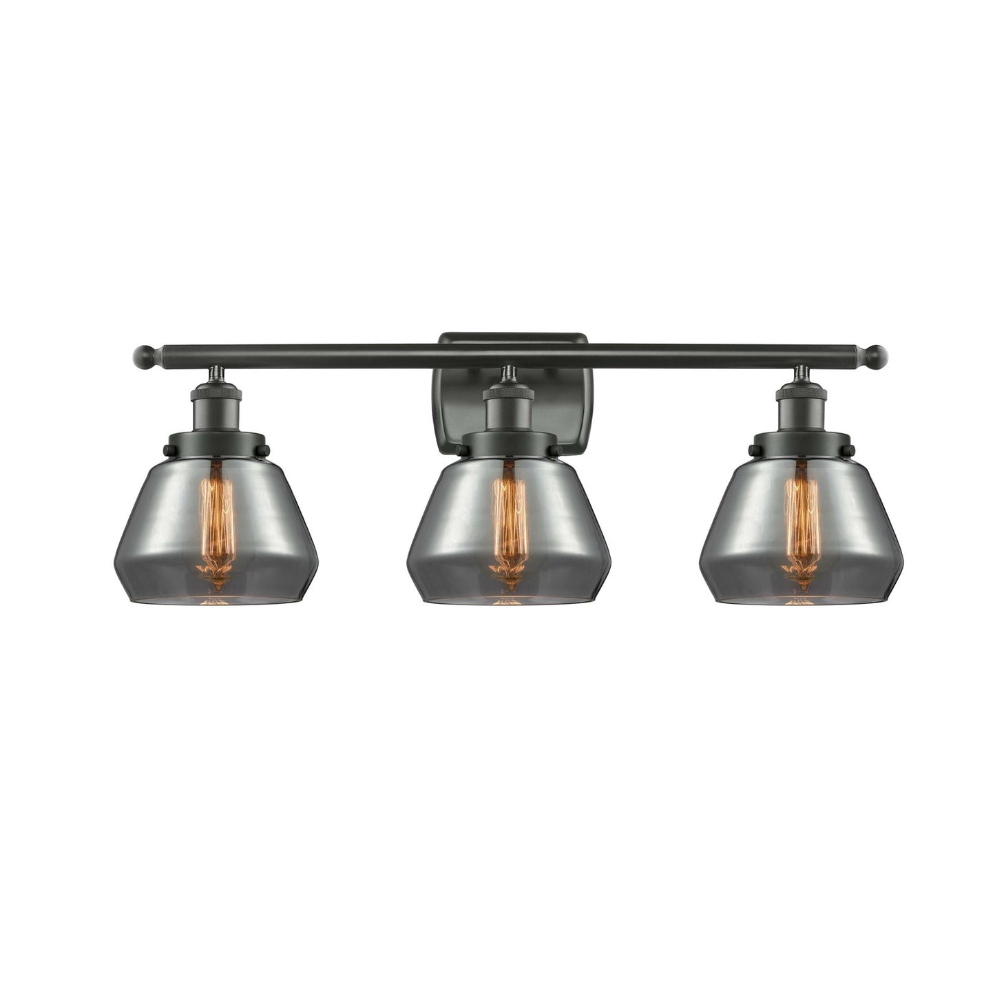 Innovations Fulton 27in 3-Light Bath Vanity Light | Modern Contempo Oil Rubbed Bronze Steel and Smoked Glass | Bathroom Vanity | Model 916-3W-OB-G173