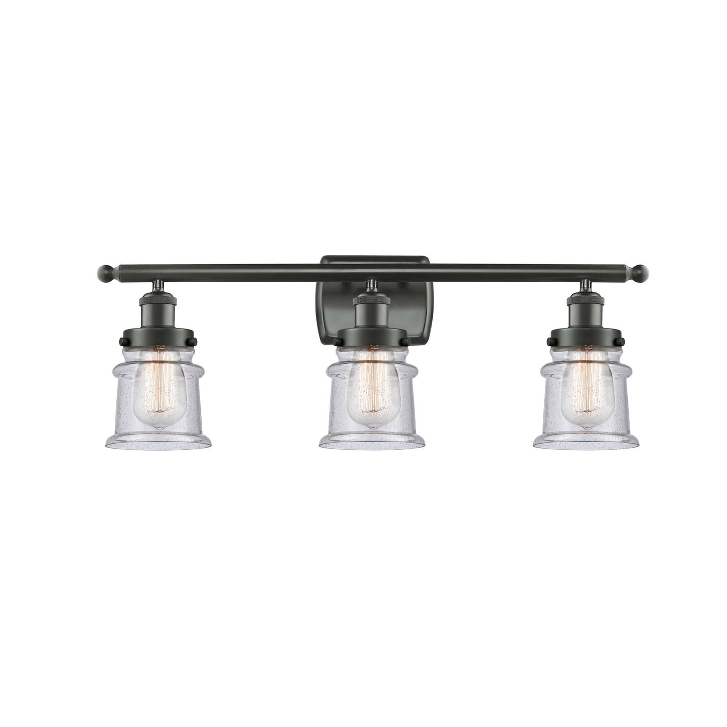Innovations Canton 25.25in 3-Light Bath Vanity Light | Modern Transitional Oil Rubbed Bronze Steel and Seedy Glass Schoolhouse | Model 916-3W-OB-G184S