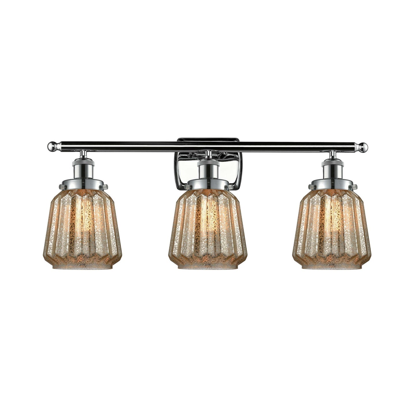 Innovations Chatham 27in 3-Light Bath Vanity Light | Modern Polished Chrome Steel and Mercury Ribbed Glass | Bathroom Vanity | Model 916-3W-PC-G146