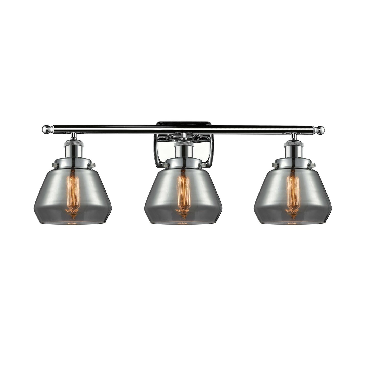 Innovations Fulton 27in 3-Light Bath Vanity Light | Modern Contemporary Polished Chrome and Light Smoke Glass | Bathroom Vanity | Model 916-3W-PC-G173