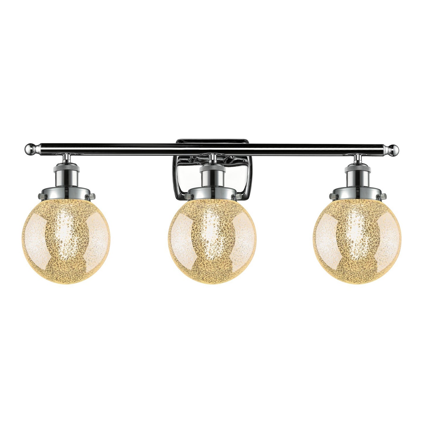 Innovations Beacon 26in 3-Light Bath Vanity Light | Modern Contempo Polished Chrome and Mercury Glass Globe Shade | Bathroom | Model 916-3W-PC-G208-6