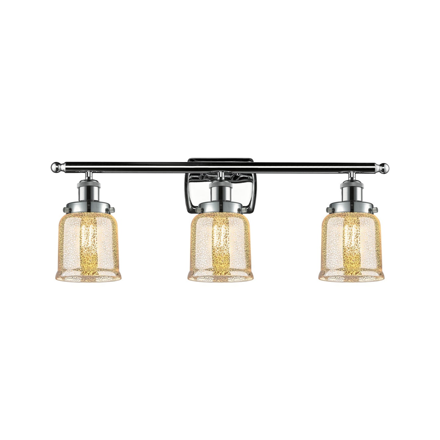 Innovations Bell 26in 3-Light Bath Vanity Light | Industrial Polished Chrome and Silver Plated Mercury Glass | Bathroom Vanity & | Model 916-3W-PC-G58-LED